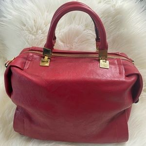 Red Faux Leather Handbag